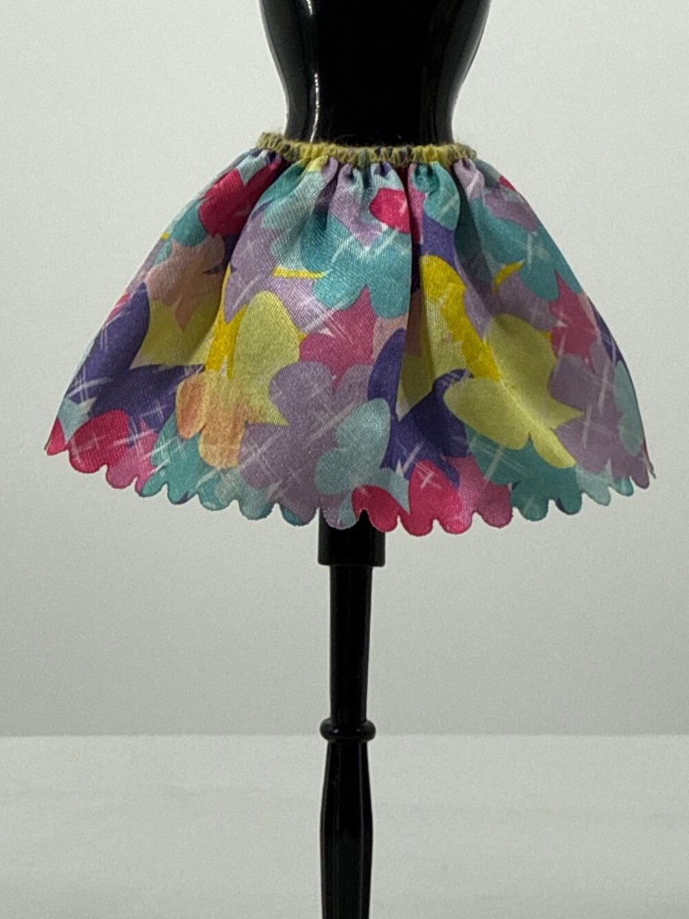 Vintage Barbie Doll Floral Butterfly Mini Skirt Scalloped Kidcore Y2K Pastel